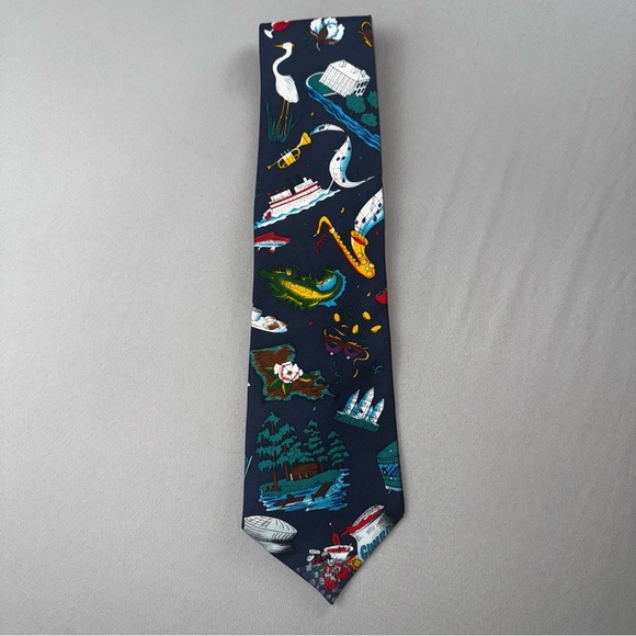 Wembley 1998 Mardi Gras Themed Mens Vintage Silk Tie - Picture 3 of 5